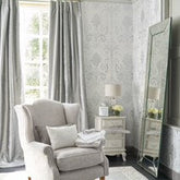 Laura Ashley Josette Metallic Wallpaper Silver